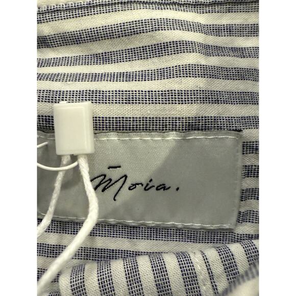 MOIA Womens Navy Stripe Box Shirt Button Up Long Sleeve One Size Shirt NWT $168 - Picture 5 of 9